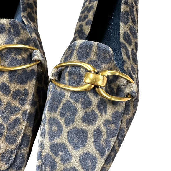 Veronica Beard NWOB Champlain Chain Leopard Suede Loafer Size 5M Gold Vamp - Picture 6 of 9